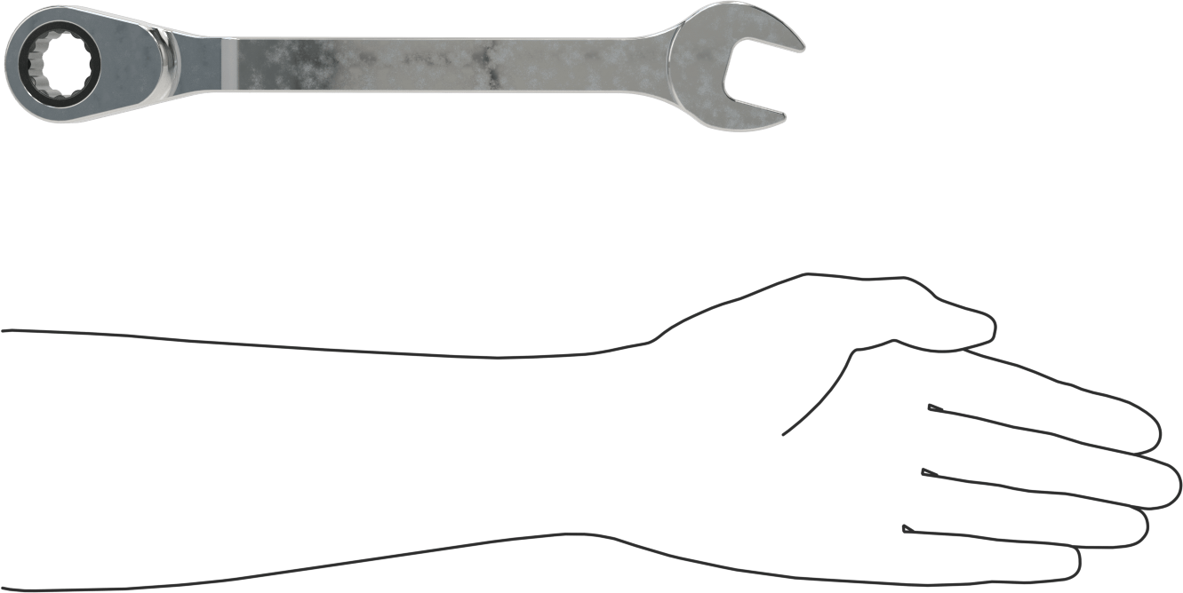 Ters Çevrilebilir Cırcırlı Kombinasyon Anahtarı, 22 mm Boyut, 11-1/4" Toplam Uzunluk
