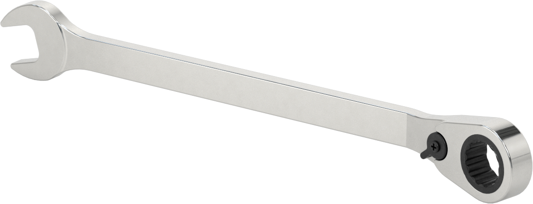 Ters Çevrilebilir Cırcırlı Kombinasyon Anahtarı, 17 mm Boyut, 10-15/16" Toplam Uzunluk