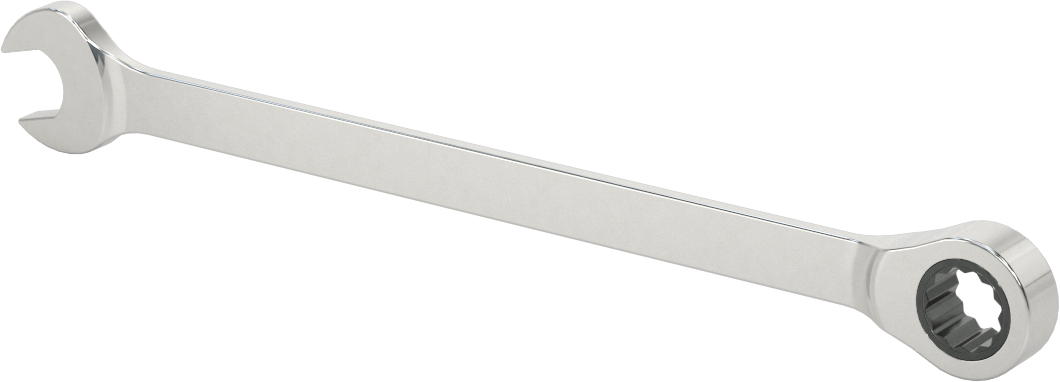Cırcırlı Kombinasyon Anahtarı, 12 mm Boyut, 8-1/8" Toplam Uzunluk