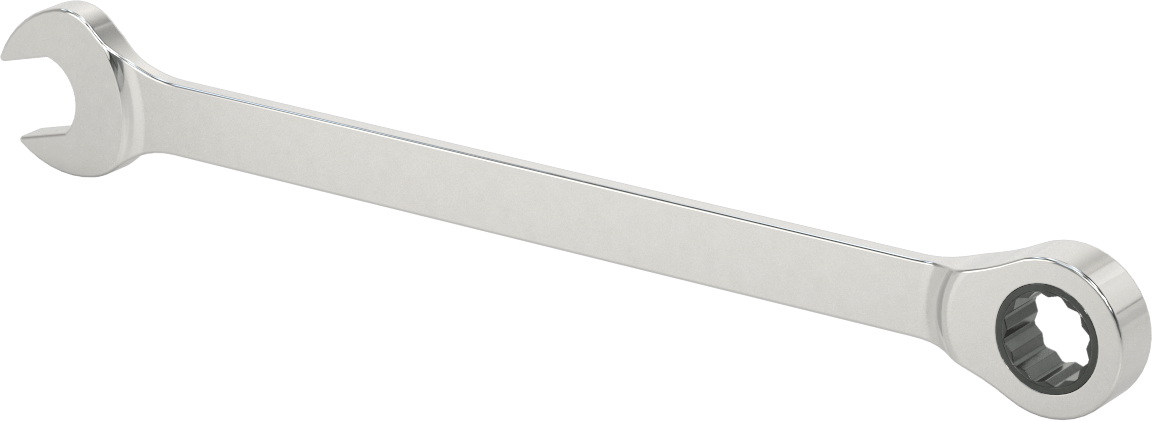 Cırcırlı Kombinasyon Anahtarı, 17 mm Boyut, 10-15/16" Toplam Uzunluk