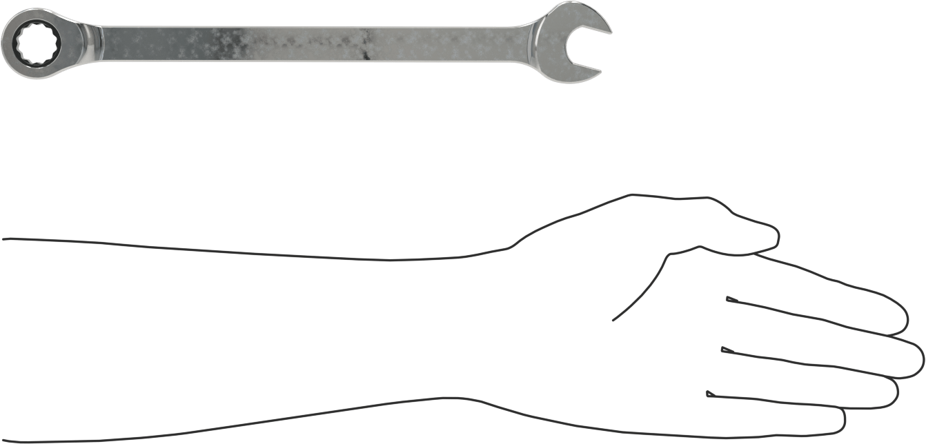 Cırcırlı Kombinasyon Anahtarı, 17 mm Boyut, 10-15/16" Toplam Uzunluk