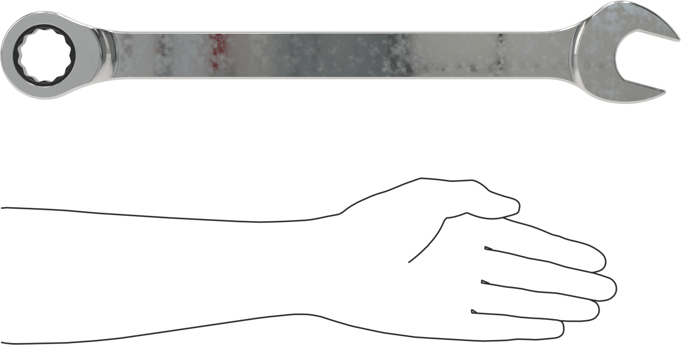 Cırcırlı Kombinasyon Anahtarı, 34 mm Boyut, 18-1/4" Toplam Uzunluk