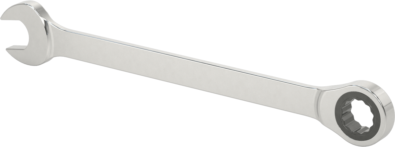 Cırcırlı Kombinasyon Anahtarı, 1-1/8" Boyut, 16-3/4" Toplam Uzunluk