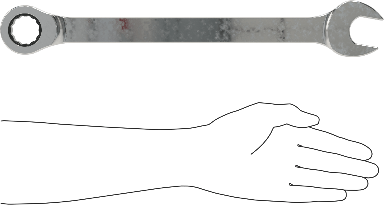 Cırcırlı Kombinasyon Anahtarı, 30 mm Boyut, 16-3/4" Toplam Uzunluk