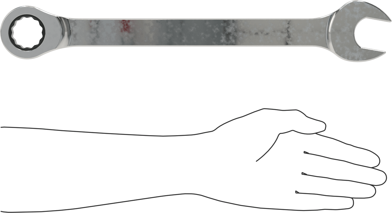 Cırcırlı Kombinasyon Anahtarı, 32 mm Boyut, 16-3/4" Toplam Uzunluk