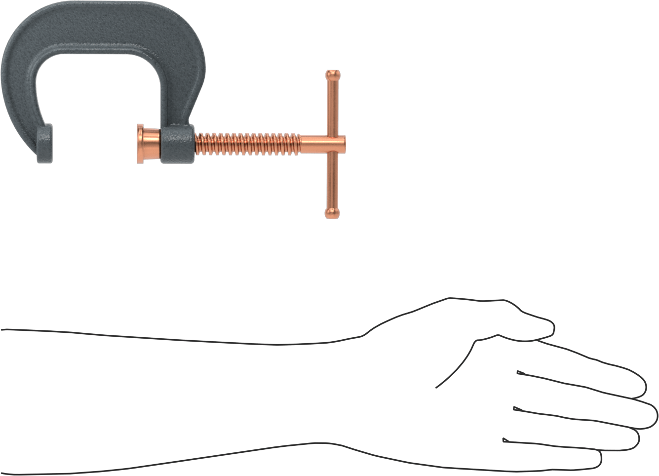 C-Kelepçe, Bakır Kaplı Çelik Kayar T-Kolu, 0-2-1/8" Açıklık