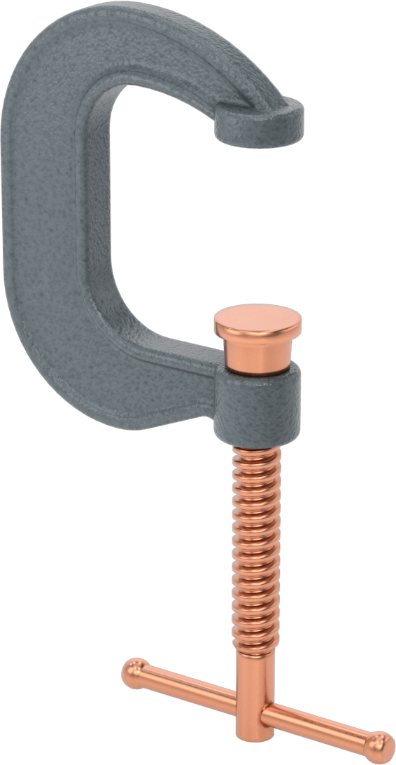 C-Kelepçe, Bakır Kaplı Çelik Kayar T-Kolu, 0-2-1/8" Açıklık