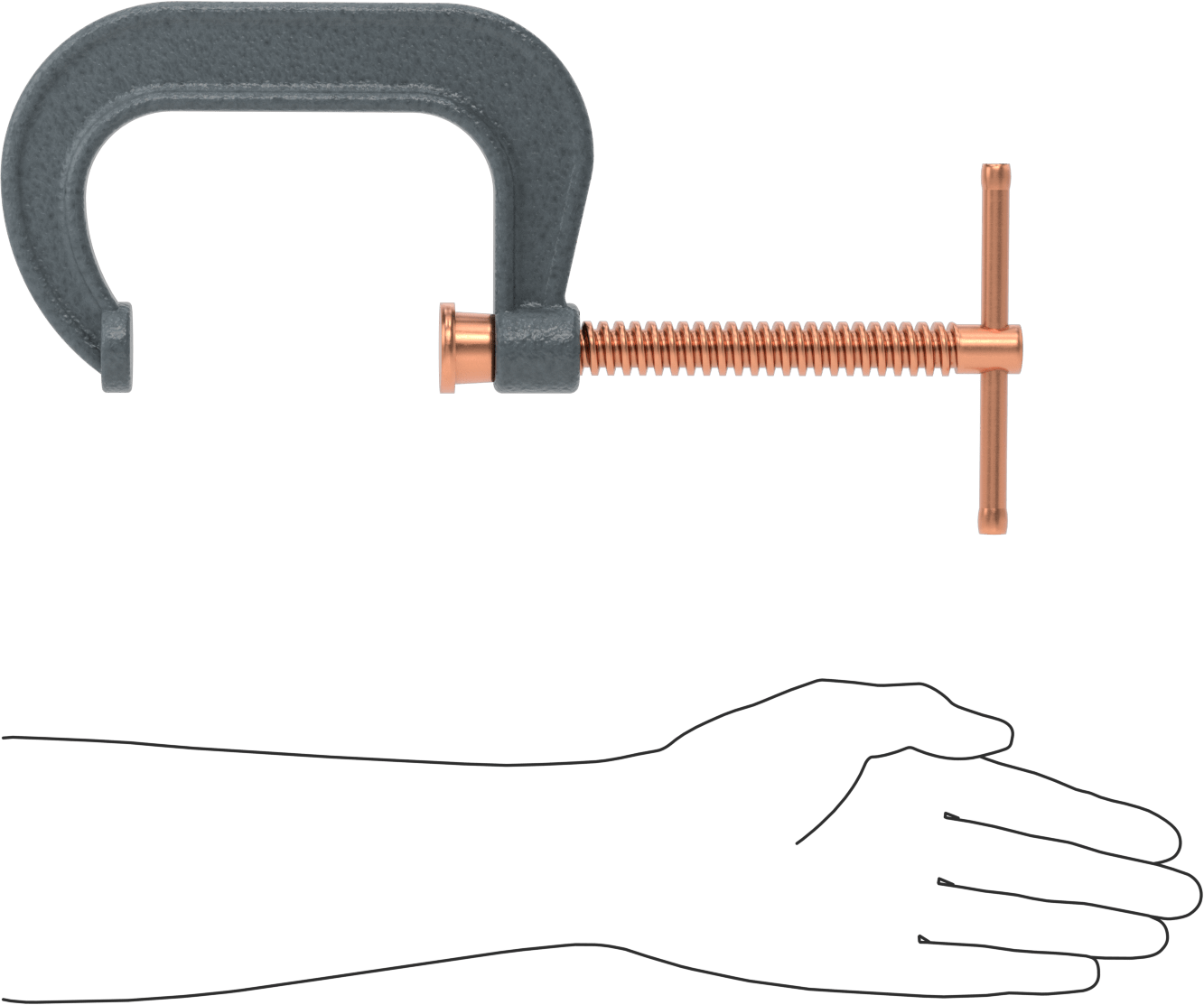 C-Kelepçe, Bakır Kaplı Çelik Kayar T-Kolu, 0“ - 4-1/4” Açıklık