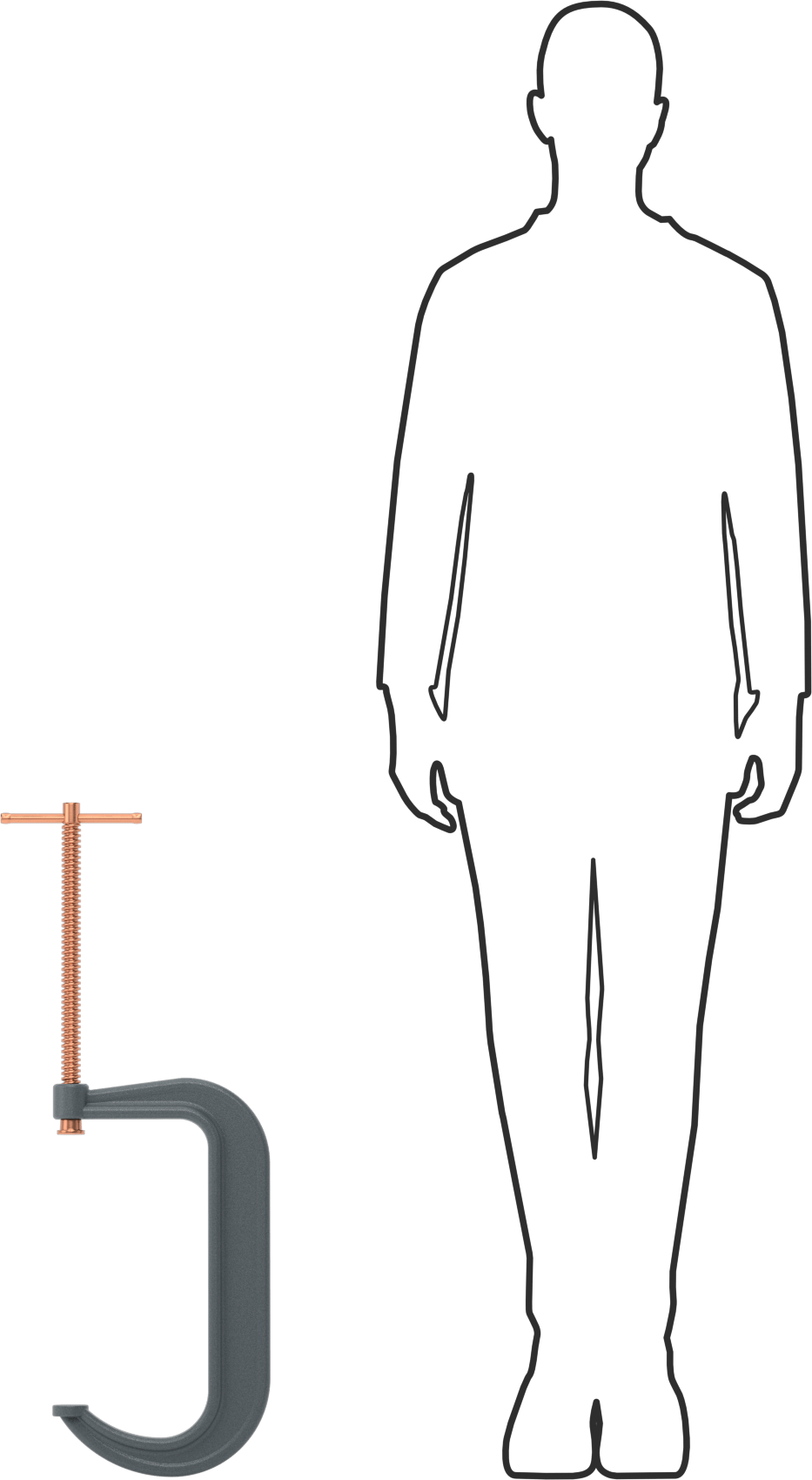 C-Kelepçe, Bakır Kaplı Çelik Kayar T-Kolu, 2“- 12-1/4” Açıklık