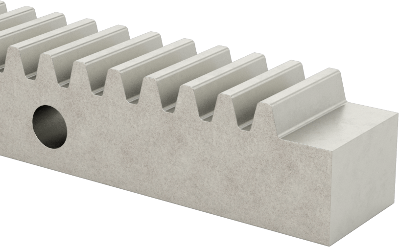 Metal Dişli Rafı - 14-1/2 Derece Basınç Açısı, Montaj Delikleri ile, 12 Adım