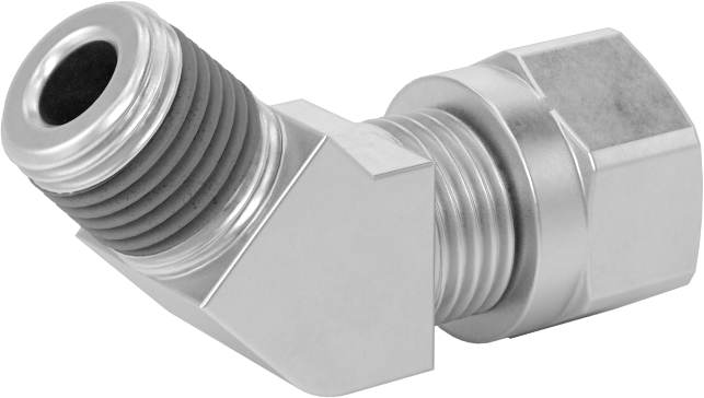 Hava için D.O.T. Pirinç Sıkıştırma Borusu Bağlantı Parçası, 1/4" Dış Çaplı Boru x 1/8 NPTF Erkek için Kısa 45 Derece Dirsek
