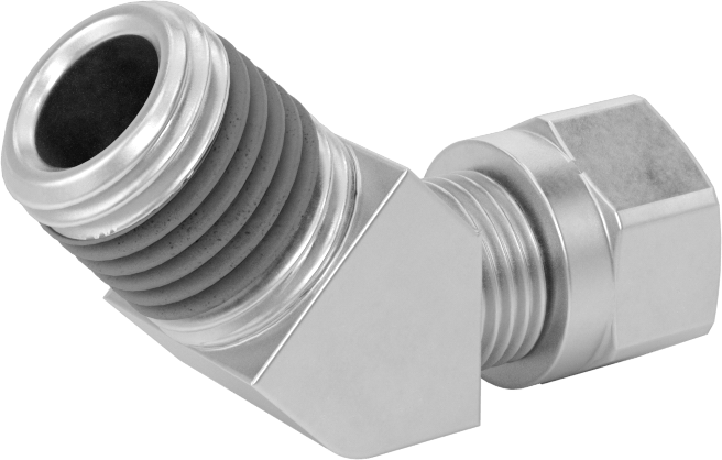 Hava için D.O.T. Pirinç Sıkıştırma Borusu Bağlantı Parçası, 1/4" Dış Çaplı Boru x 1/4 NPTF Erkek için Kısa 45 Derece Dirsek