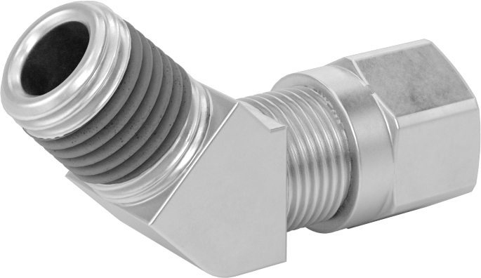 Hava için D.O.T. Pirinç Sıkıştırma Borusu Bağlantı Parçası, 3/8" Dış Çaplı Boru x 1/4 NPTF Erkek için Kısa 45 Derece Dirsek