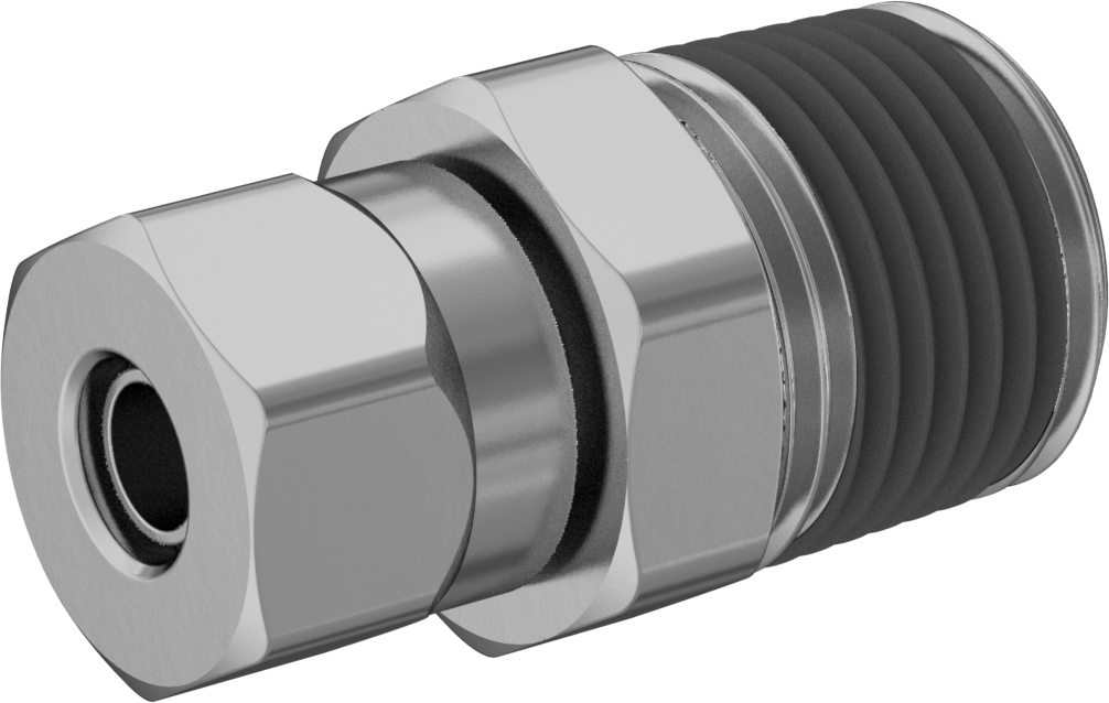 Hava için D.O.T. Pirinç Sıkıştırma Borusu Bağlantı Parçası, Düz Adaptör, 1/4" Boru Dış Çapı x 3/8 NPTF Erkek için