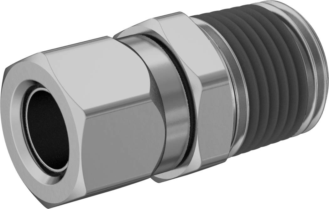 Hava için D.O.T. Pirinç Sıkıştırma Borusu Bağlantı Parçası, Düz Adaptör, 1/2" Boru Dış Çapı x 1/2 NPTF Erkek için