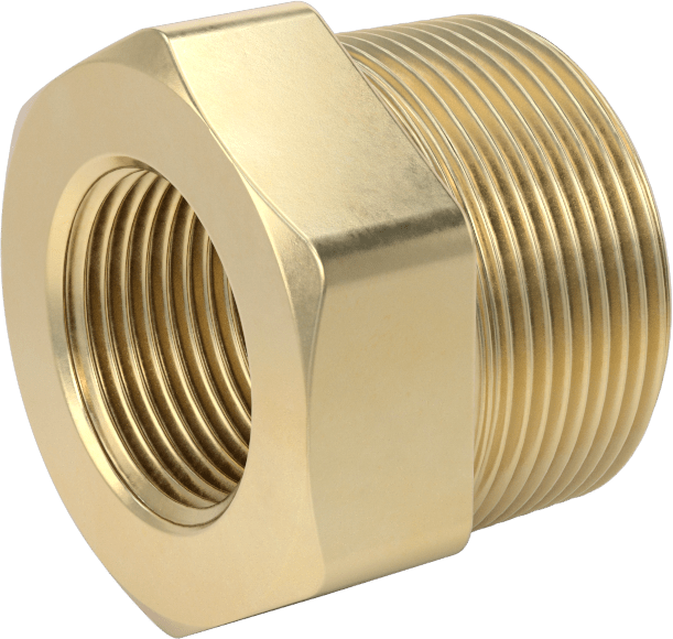 Yüksek Basınçlı Pirinç Burçlu Redüksiyon Adaptörü, Burç Adaptörü, Altıgen Gövde, 1-1/2 Erkek x 1 Dişi NPTF