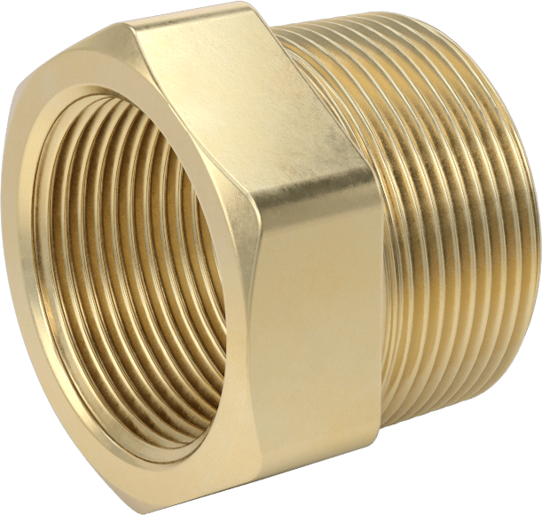 Yüksek Basınçlı Pirinç Burçlu Redüksiyon Adaptörü, Altıgen Burç Adaptörü, 1-1/2 Erkek x 1-1/4 Dişi NPTF