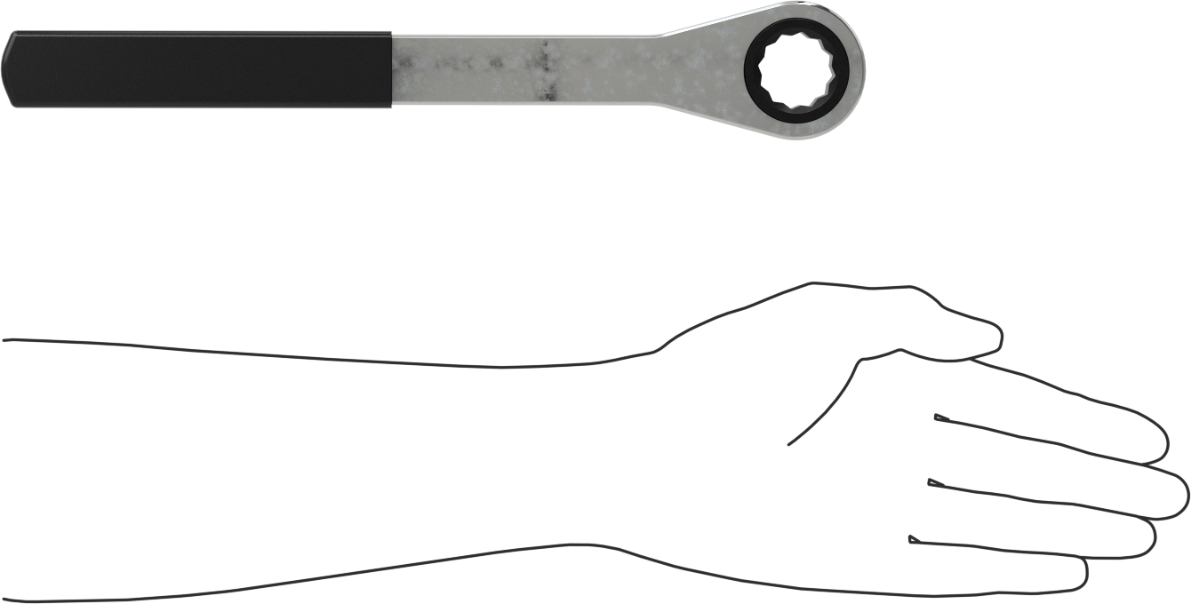 12 Uçlu Açılır Cırcırlı Kutu Anahtarı, 24 mm Boyut, 12 inç Toplam Uzunluk