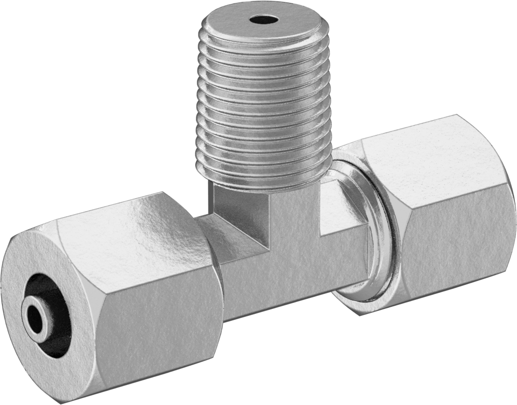Hava ve Su için Pirinç Sıkıştırma Tüp Bağlantısı, Sıkı Sızdırmazlık, Hat Üstü T, 1/4" Boru Dış Çapı x 1/8 NPT Erkek