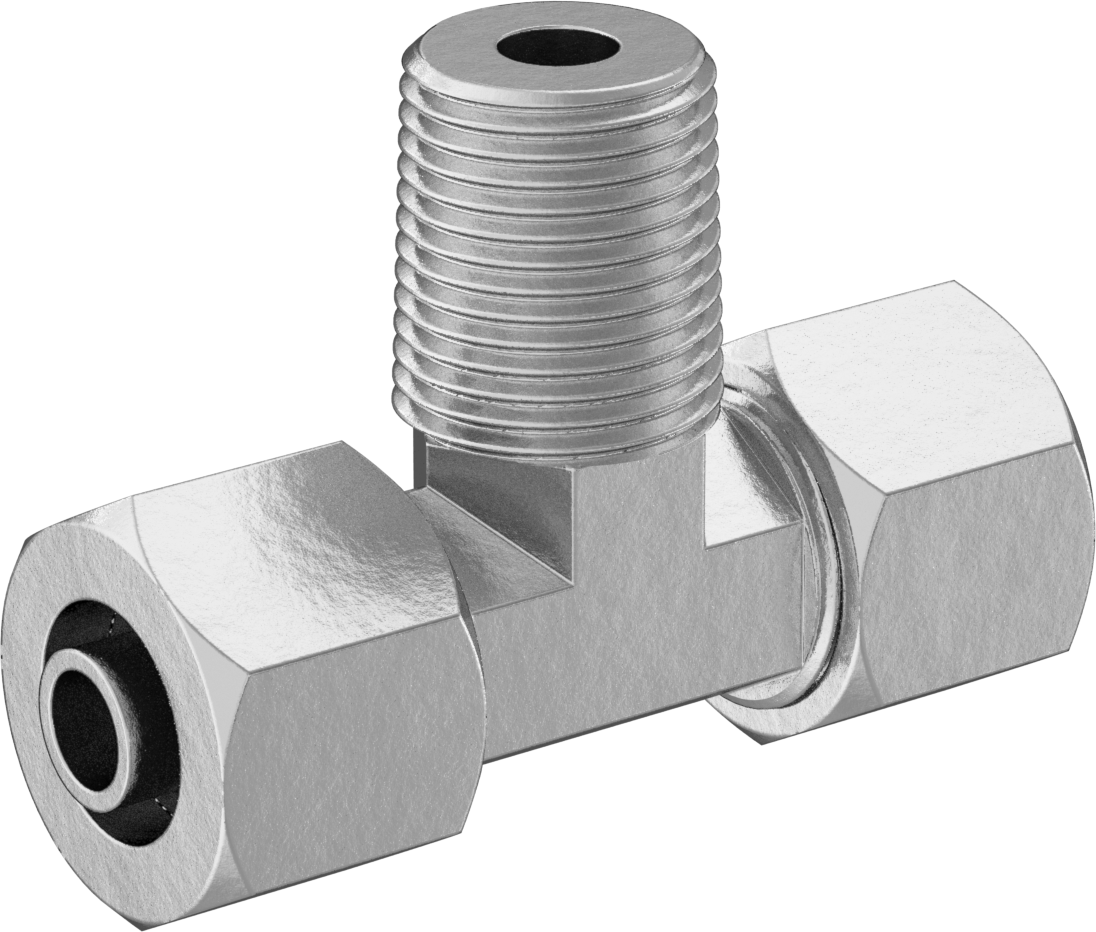 Hava ve Su için Pirinç Sıkıştırma Tüp Bağlantısı, Sıkı Sızdırmazlık, Hat Üstü T, 1/2" Boru Dış Çap x 3/8 NPT Erkek