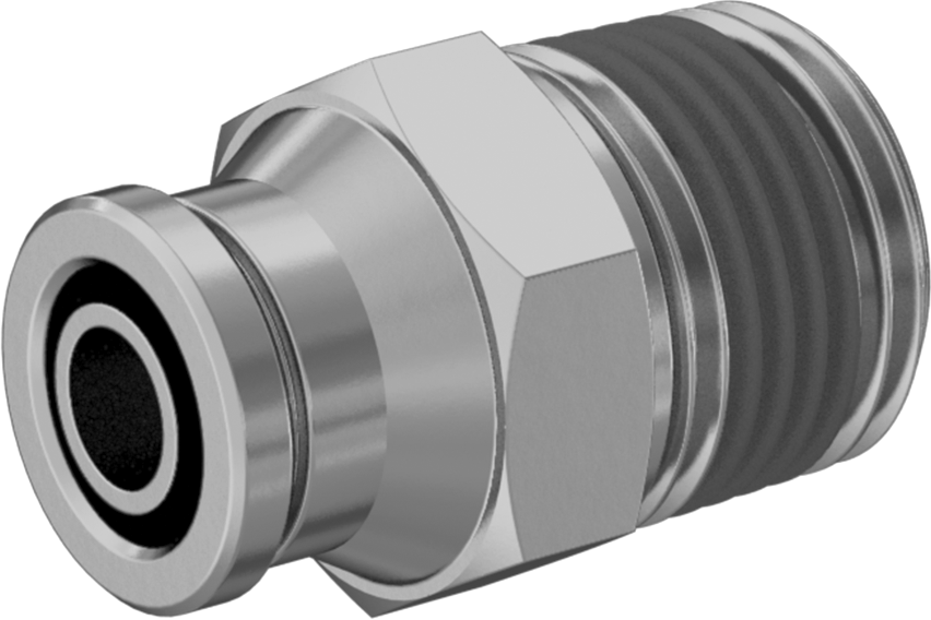 Düşük Sıcaklık D.O.T. Bas-Bağla Boru Bağlantı Elemanı, Hava için, Adaptör, 3/8" Dış Çaplı Boru x 3/8 NPTF Erkek için