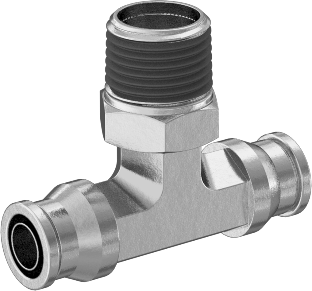 Düşük Sıcaklık D.O.T. Bas-Bağla Boru Bağlantı Elemanı, Hava için, Hat Üstü T, 1/2" Boru Dış Çapı x 1/2 NPTF Erkek için
