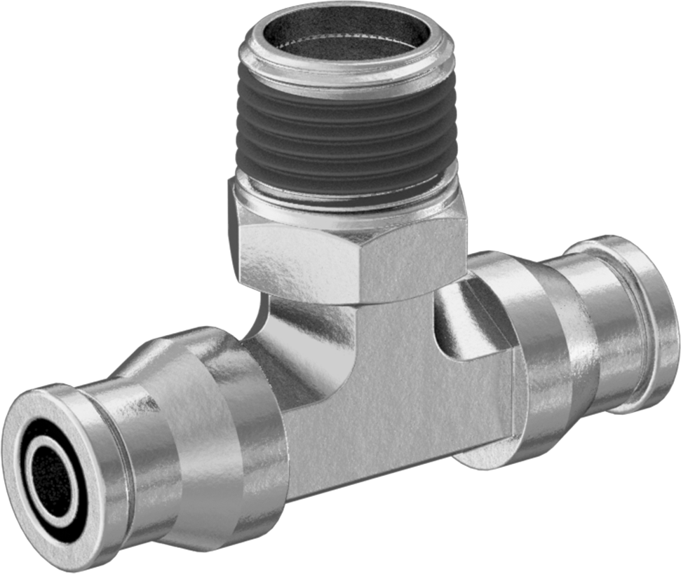 Düşük Sıcaklık D.O.T. Bas-Bağla Boru Bağlantı Elemanı, Hava için, Hat Üstü T, 3/8" Dış Çaplı Boru x 3/8 NPTF Erkek için