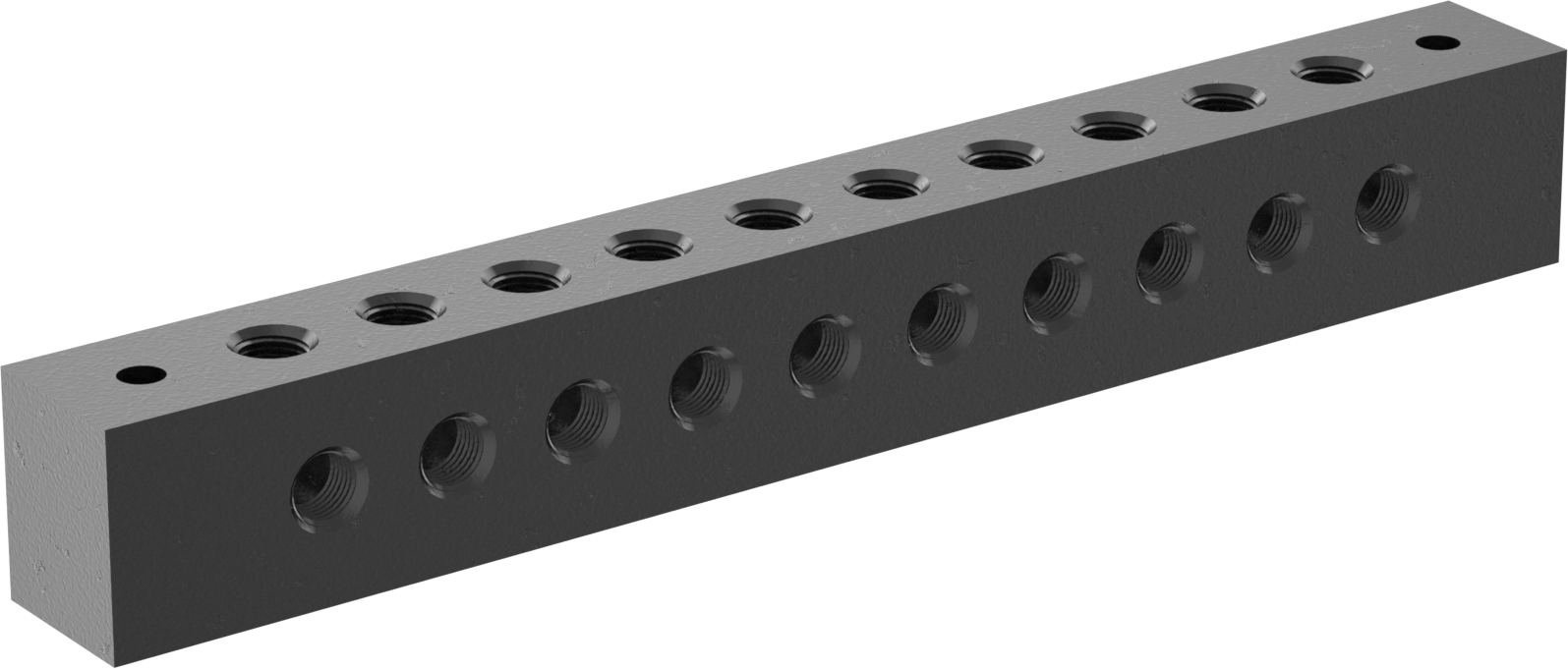 Dik Açı Akış Bağlantı Bloğu, 10 Çıkış, 1/8 NPT Giriş x 1/8 NPT Çıkış