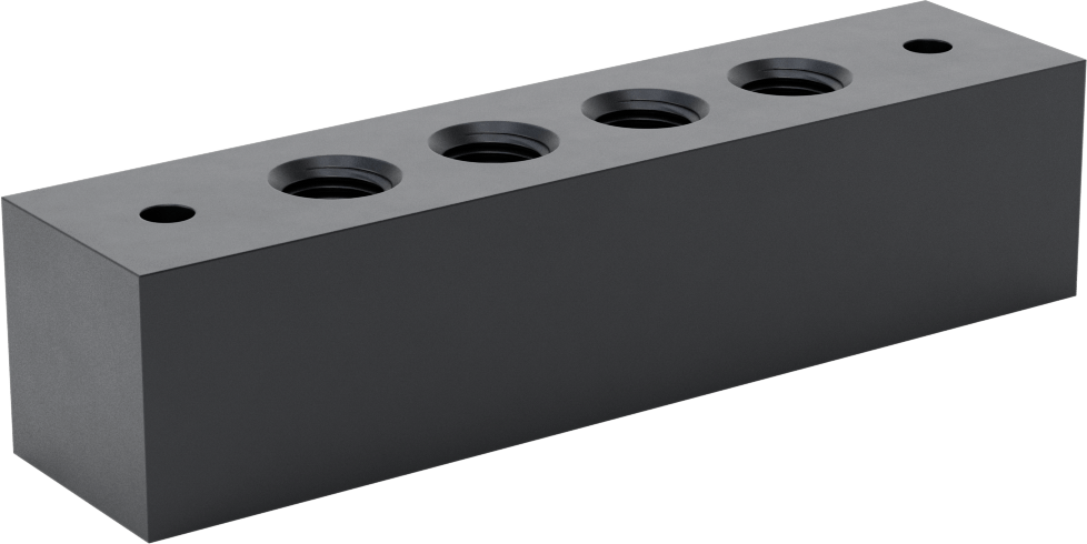 Dik Açı Akış Bağlantı Bloğu, 4 Çıkış, 1/4 NPT Giriş x 1/4 NPT Çıkış