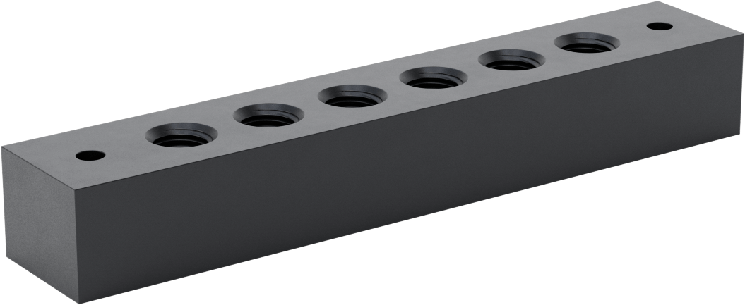 Dik Açı Akış Bağlantı Bloğu, 6 Çıkış, 1/4 NPT Giriş x 1/4 NPT Çıkış