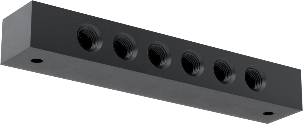 Dik Açı Akış Bağlantı Bloğu, 6 Çıkış, 1/4 NPT Giriş x 1/4 NPT Çıkış