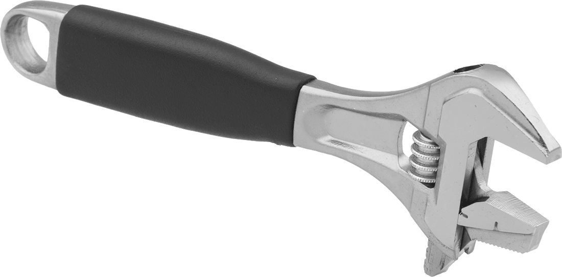 Borular için Ayarlanabilir Anahtar, Krom Kaplama, 8" Toplam Uzunluk, 1-1/16" Maksimum Çene Kapasitesi