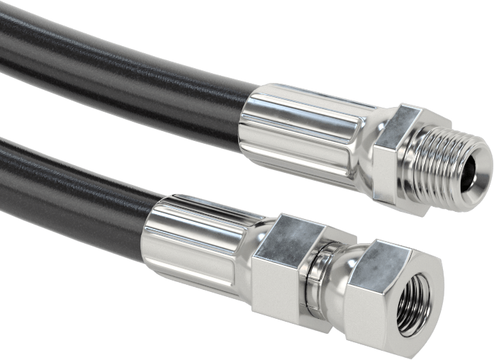 Hafif Aşınmaya Dayanıklı Hidrolik Hortum, 1/4 NPT Erkek x 7/16"-20 Konik UNF Dişi