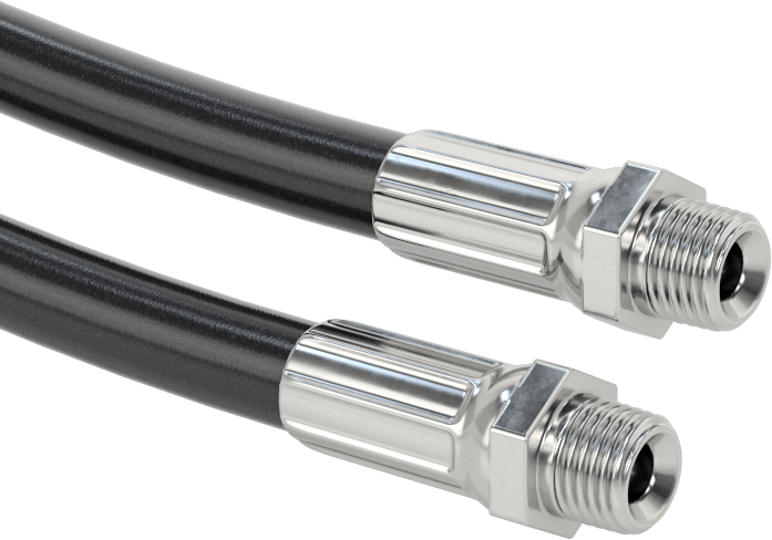 Hafif Aşınmaya Dayanıklı Hidrolik Hortum, 1/4 NPT Erkek Bağlantı Parçaları, 1/4" ID, 1/2" OD