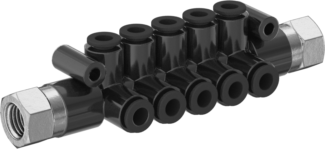 Hava ve Su için Bas-Bağlan Boru Bağlantı Parçası, Manifold, 1/4 NPT Dişi, 1/4" Boru Dış Çapı için 10 Çıkış
