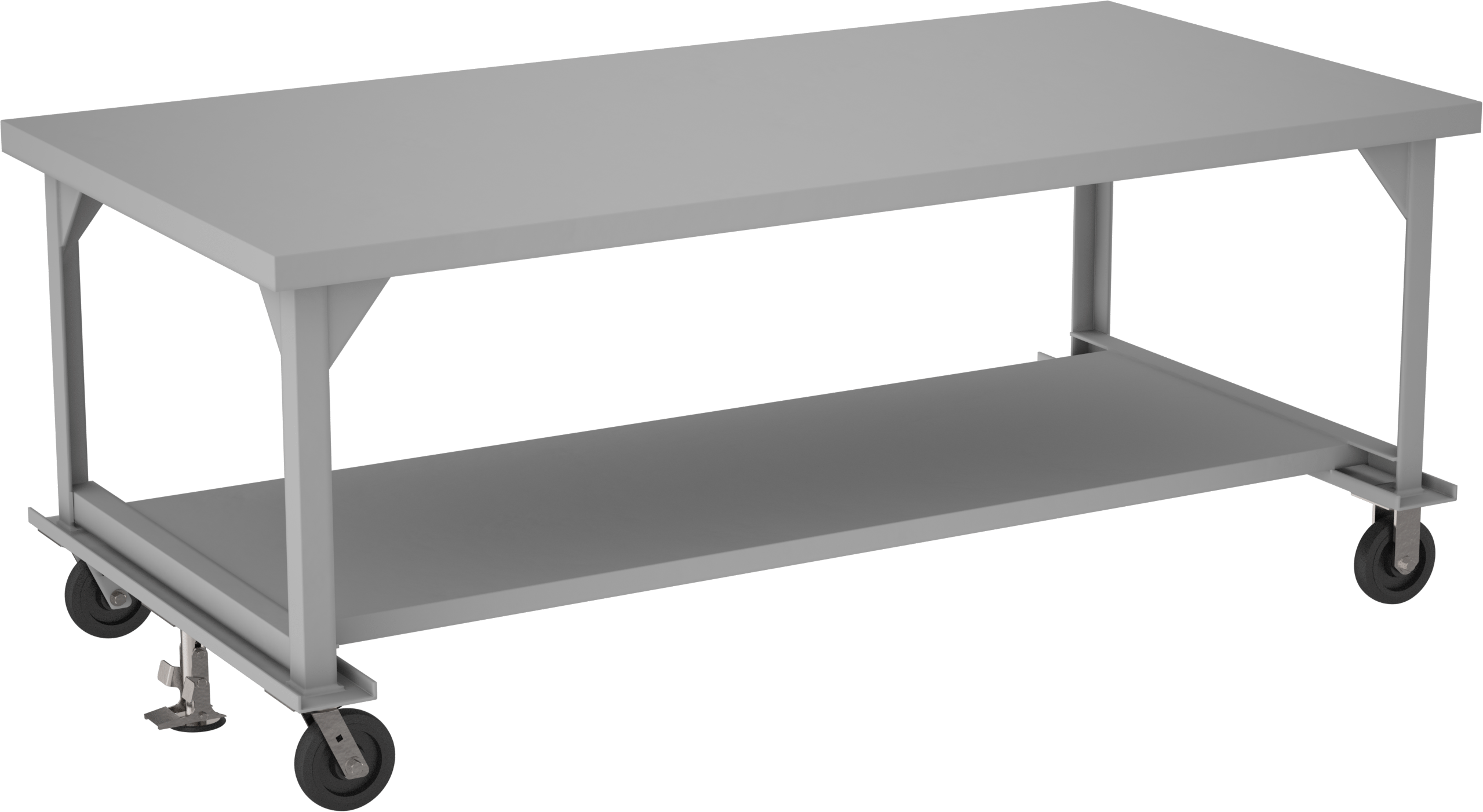 Ağır Hizmet Tipi Masa, Mobil, Raflı, 34“ Yükseklik x 84” Genişlik x 42" Derinlik
