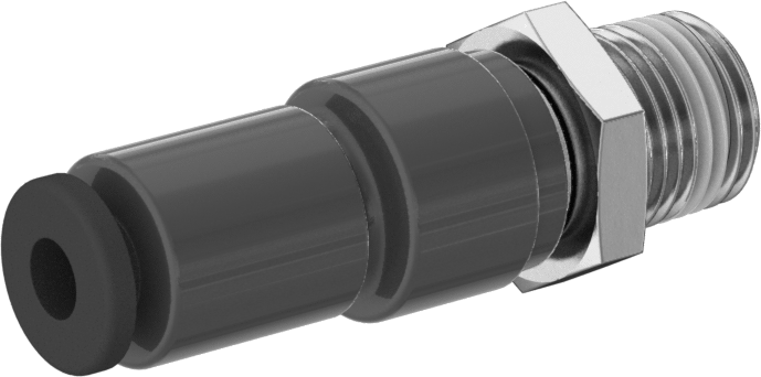 Hava için Dönen Push-to-Connect Boru Bağlantı Elemanı, Düz Adaptör, 5/32" Boru Dış Çapı x 1/8 NPT Erkek