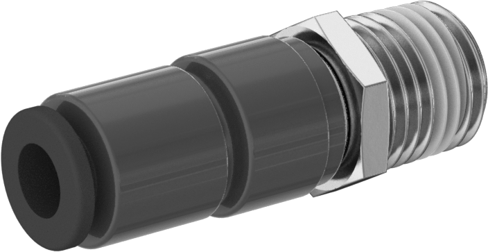 Hava için Dönen Push-to-Connect Boru Bağlantı Elemanı, Düz Adaptör, 1/4" Boru Dış Çapı x 1/4 NPT Erkek için