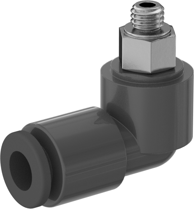 Hava için Dönen Push-to-Connect Boru Bağlantı Elemanı, 90 Derece Dirsek, 6 mm Dış Çap için, M5 x 0,8 mm Erkek, Tek Sıra