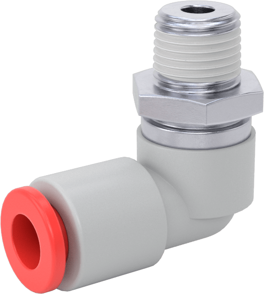 Hava için Dönen Push-to-Connect Boru Bağlantı Elemanı, 90 Derece Dirsek, 1/4" Boru Dış Çapı x 1/8 NPT Erkek için