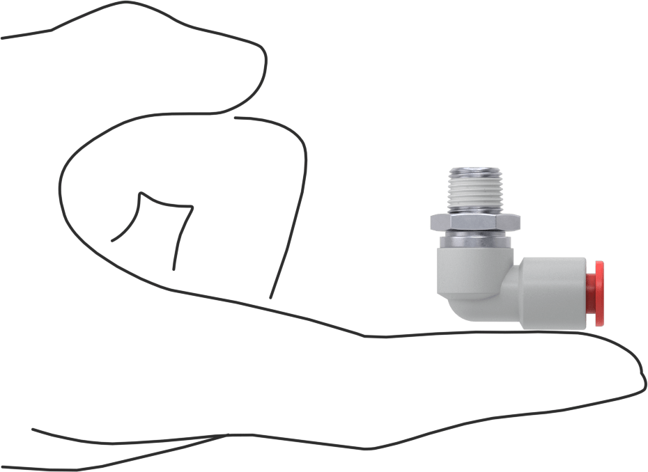 Hava için Dönen Push-to-Connect Boru Bağlantı Elemanı, 90 Derece Dirsek, 1/4" Boru Dış Çapı x 1/8 NPT Erkek için