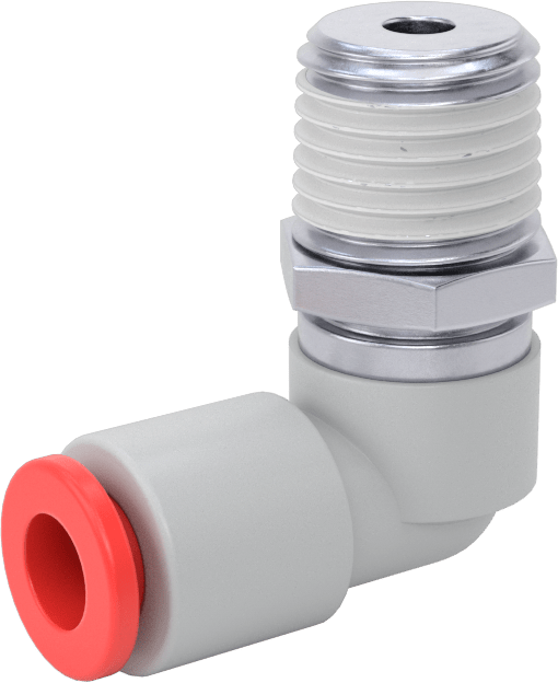 Hava için Dönen Push-to-Connect Boru Bağlantı Elemanı, 90 Derece Dirsek, 1/4" Boru Dış Çapı x 1/4 NPT Erkek için