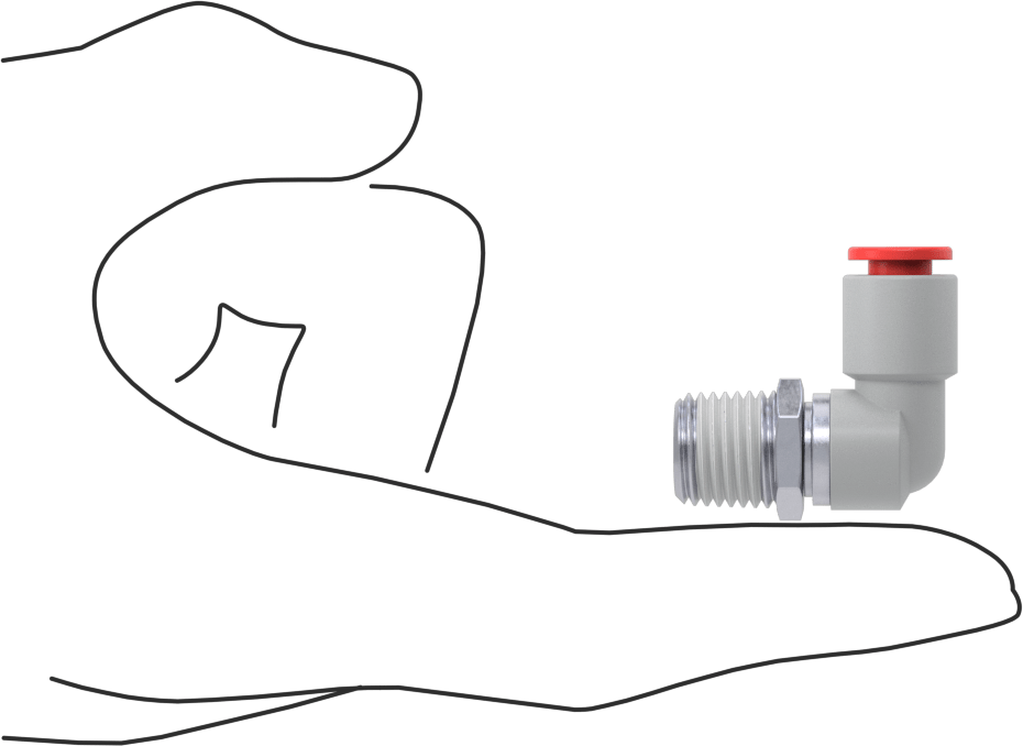 Hava için Dönen Push-to-Connect Boru Bağlantı Elemanı, 90 Derece Dirsek, 1/4" Boru Dış Çapı x 1/4 NPT Erkek için