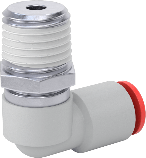 Hava için Dönen Push-to-Connect Boru Bağlantı Elemanı, 90 Derece Dirsek, 1/4" Boru Dış Çapı x 1/4 NPT Erkek için