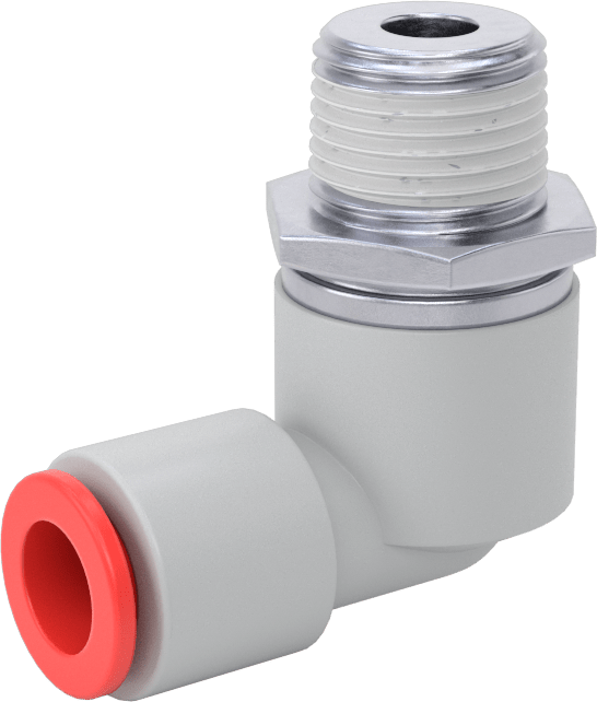 Hava için Dönen Push-to-Connect Boru Bağlantı Elemanı, 90 Derece Dirsek, 3/8" Boru Dış Çapı x 3/8 NPT Erkek için