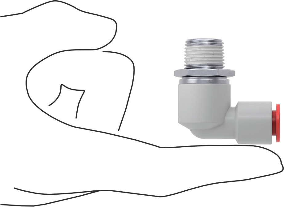 Hava için Dönen Push-to-Connect Boru Bağlantı Elemanı, 90 Derece Dirsek, 3/8" Boru Dış Çapı x 3/8 NPT Erkek için