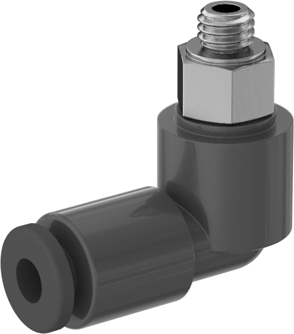 Hava için Dönen Push-to-Connect Boru Bağlantı Elemanı, 90 Derece Dirsek, 4 mm Dış Çap için, M5 x 0,8 mm Erkek, Tek Sıra