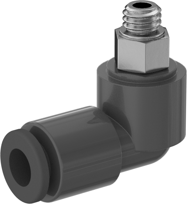 Hava için Dönen Push-to-Connect Boru Bağlantı Elemanı, 90 Derece Dirsek, 6 mm Dış Çap için, M6 x 1 mm Erkek, Tek Sıra