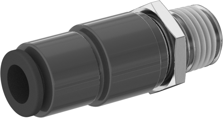 Hava için Dönen Push-to-Connect Boru Bağlantı Elemanı, Düz Adaptör, 5/16" Boru Dış Çapı x 1/4 NPT Erkek