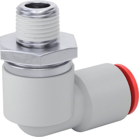 Hava için Dönen Push-to-Connect Boru Bağlantı Elemanı, 90 Derece Dirsek, 5/16" Dış Çaplı Boru x 1/8 NPT Erkek için